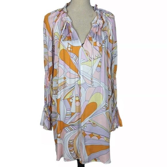 VICI Abstract Pink Swim Coverup Mini Dress Size Medium - Picture 1 of 4